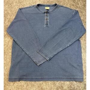 LL Bean Shirt Mens XL- Reg Blue Long Sleeve 1/4 Button Outdoors Preppy